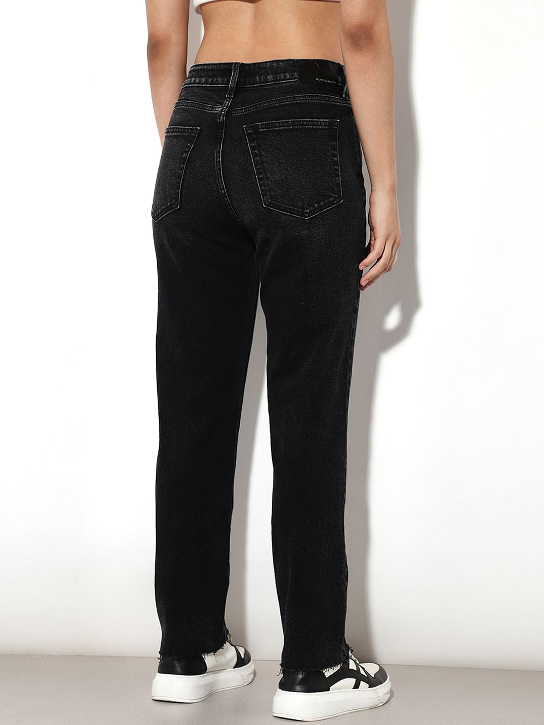 Black High Rise Erin Straight Fit Jeans