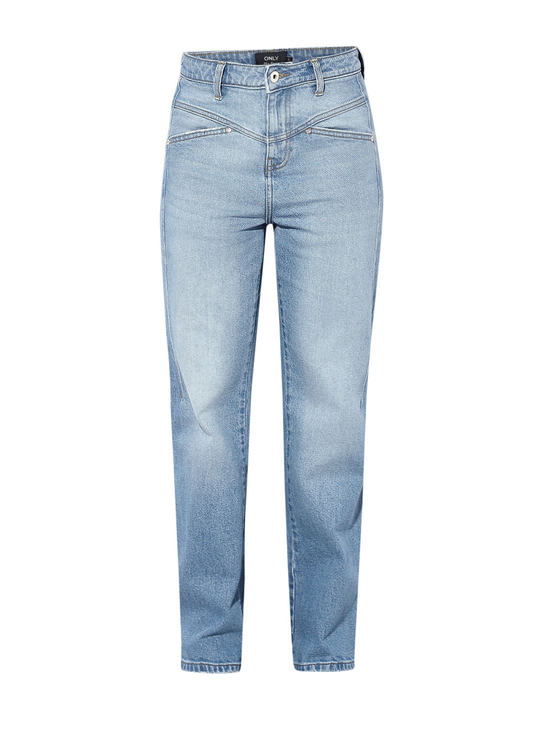 Blue High Rise Straight Fit Jeans