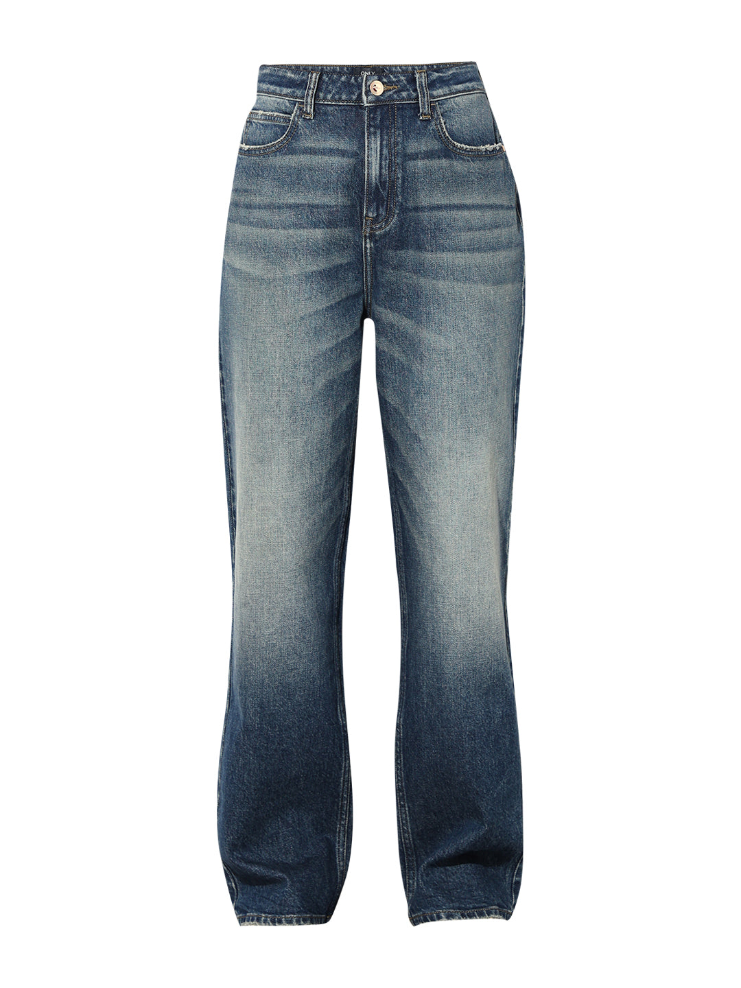 Dark Blue Mid Rise Straight Fit Jeans
