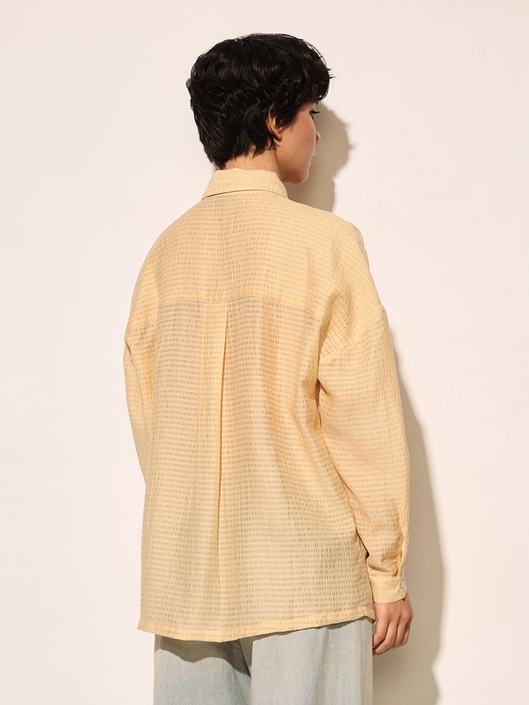 Beige Oversized Sheer Shirt