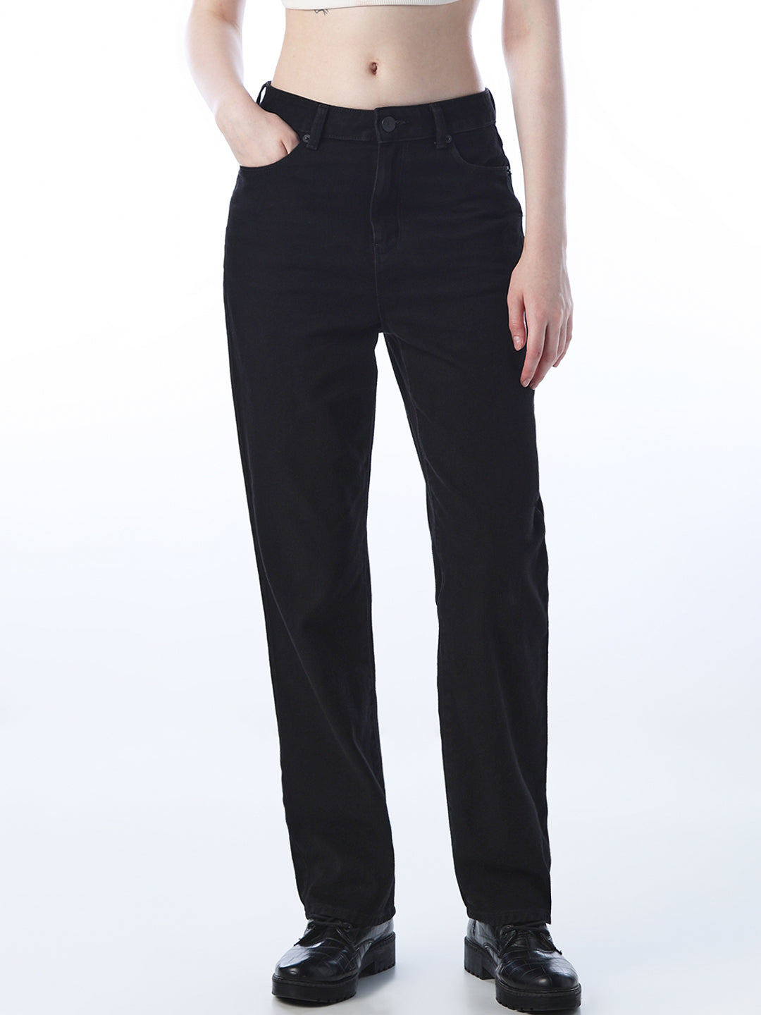 High Rise Straight Fit Jeans