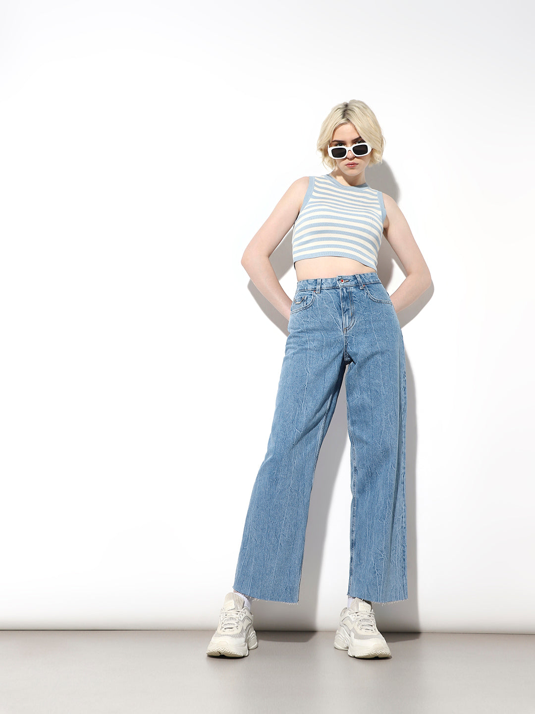 Light Blue High Rise Straight Fit Jeans