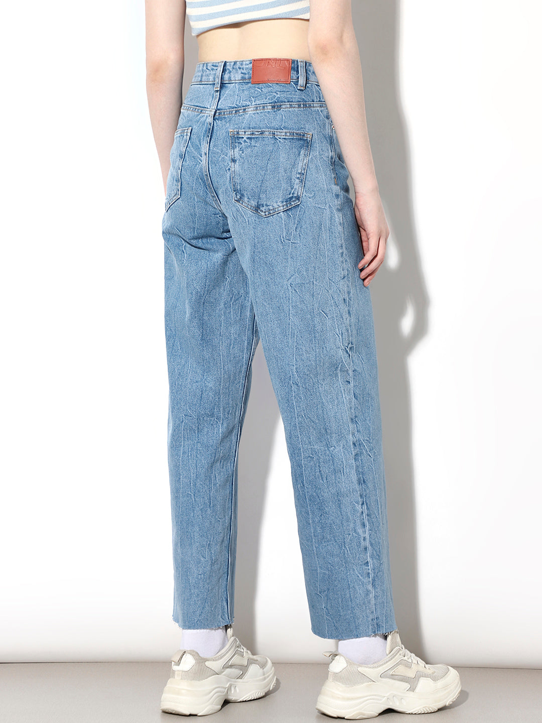 Light Blue High Rise Straight Fit Jeans