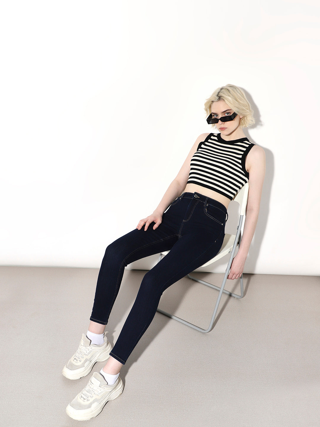 Dark Blue Mid Rise Skinny Jeans