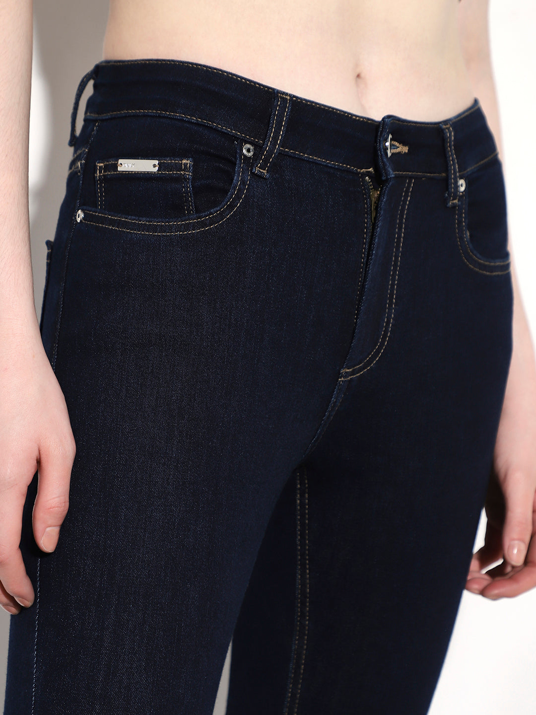 Dark Blue Mid Rise Skinny Jeans