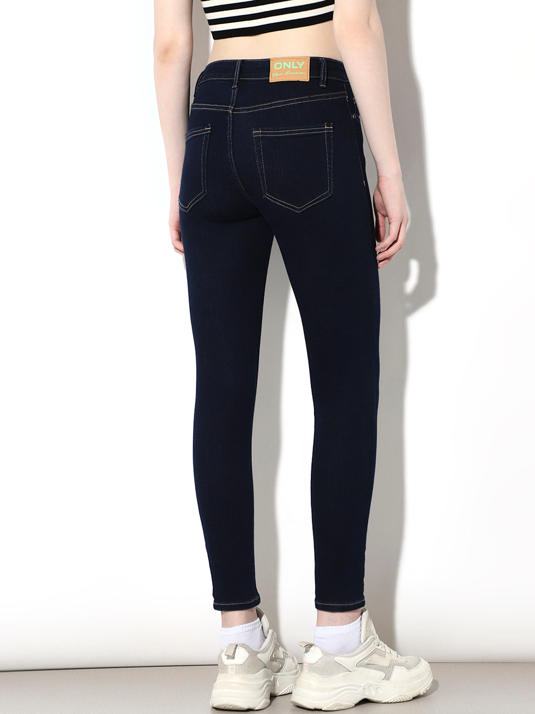 Dark Blue Mid Rise Skinny Jeans