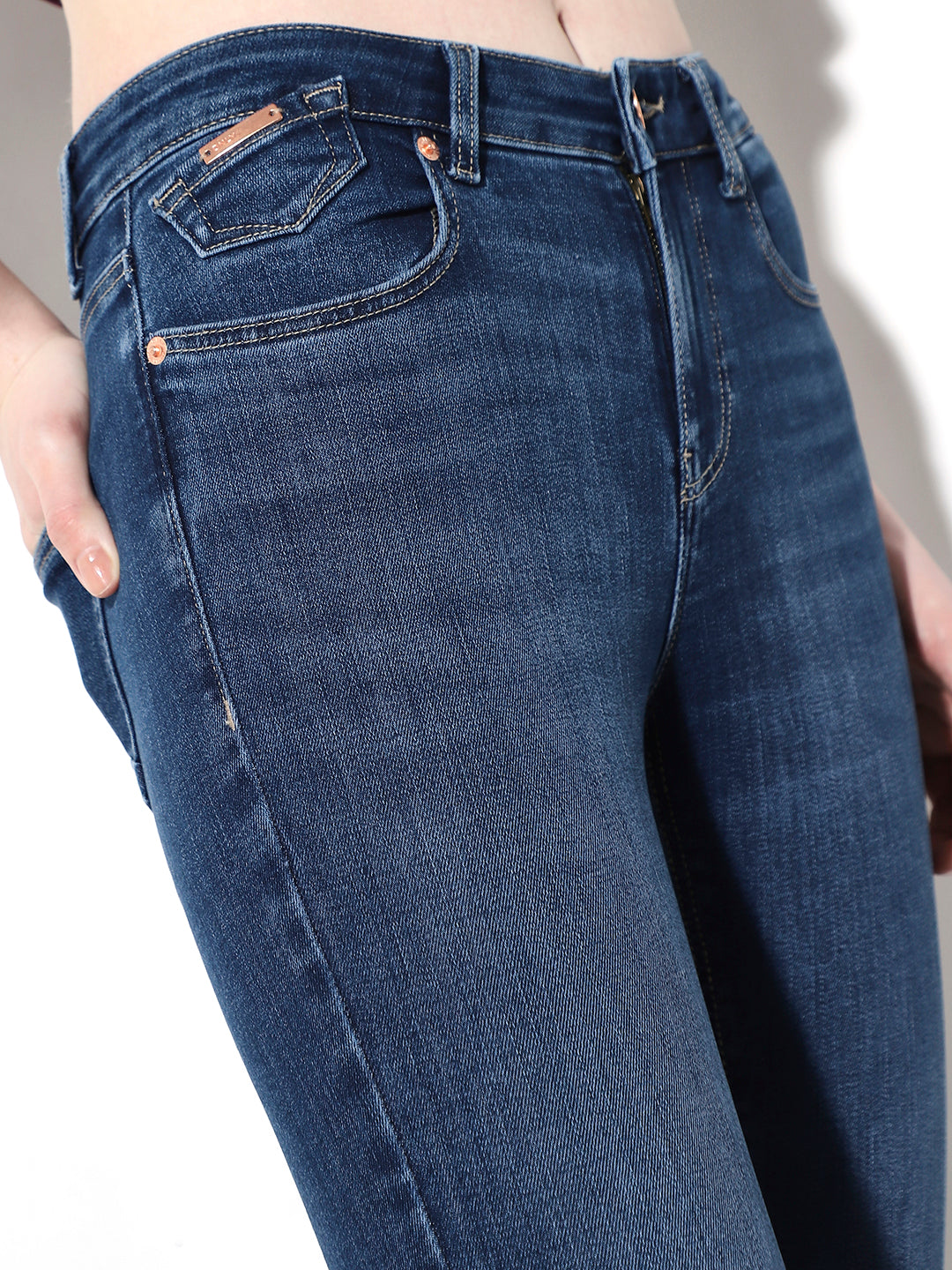 Dark Blue Mid Rise Skinny Jeans