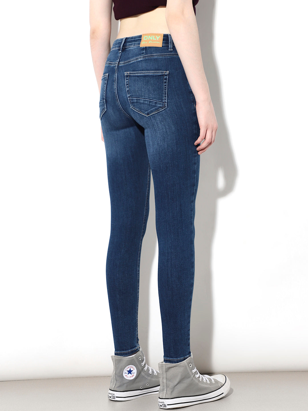 Dark Blue Mid Rise Skinny Jeans