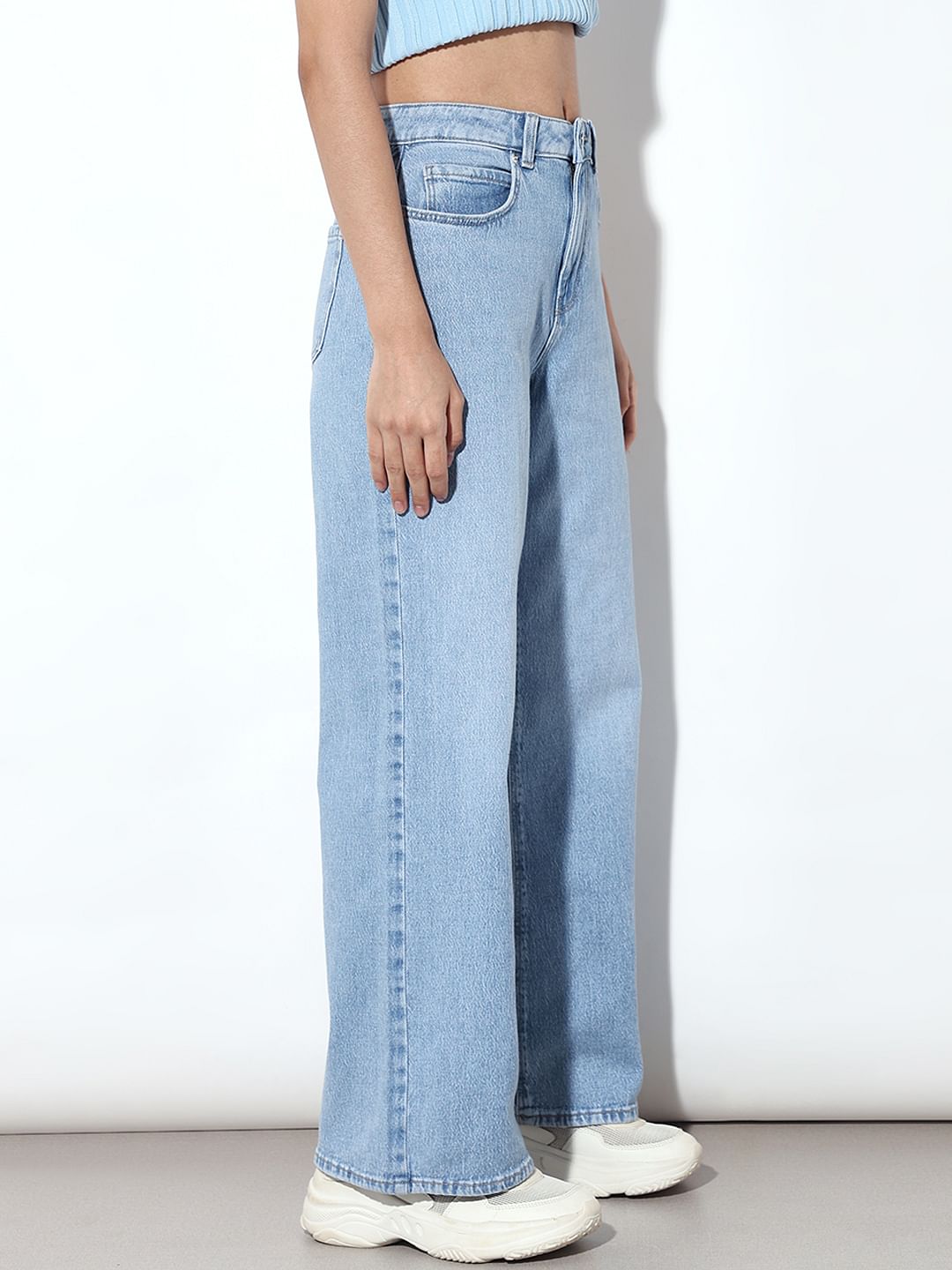 Light Blue High Rise Wide Leg Jeans