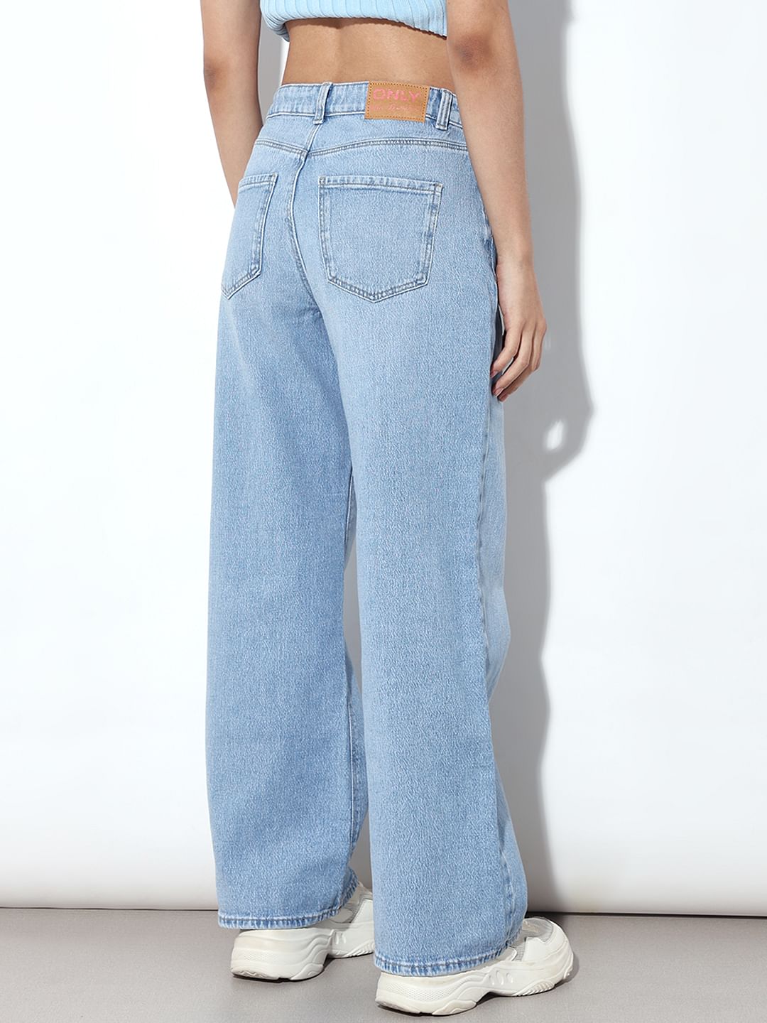 Light Blue High Rise Wide Leg Jeans