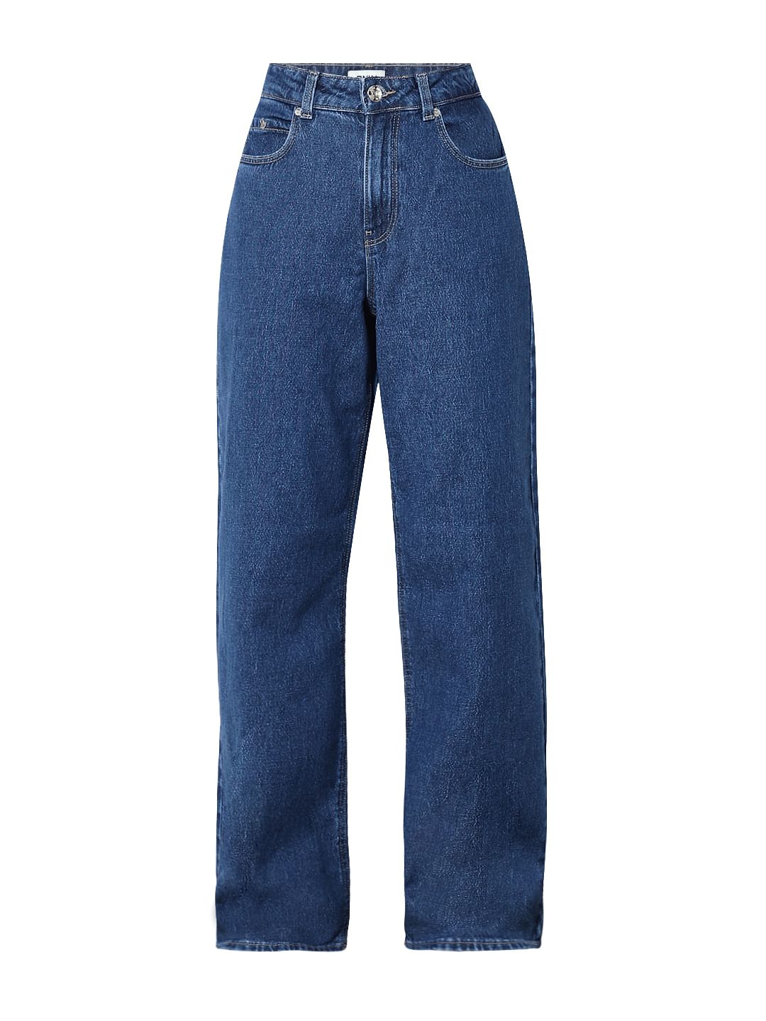 Blue High Rise Wide Leg Jeans