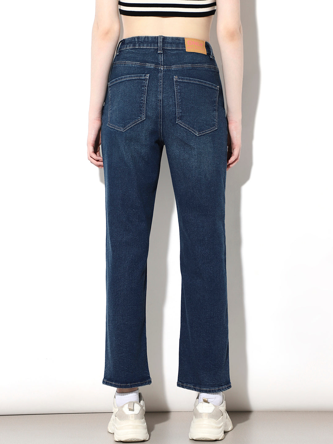 Dark Blue High Rise Straight Fit Jeans