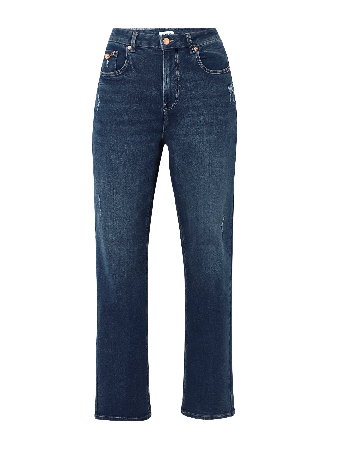 Dark Blue High Rise Straight Fit Jeans