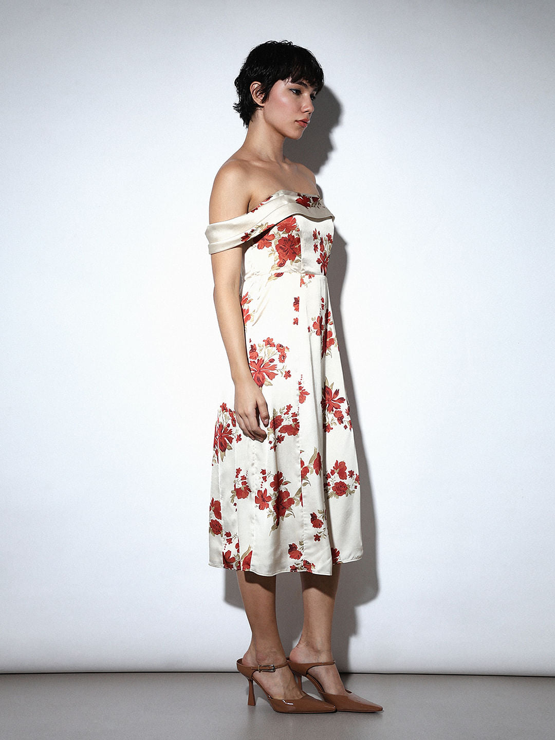 White Floral Off-Shoulder Dress