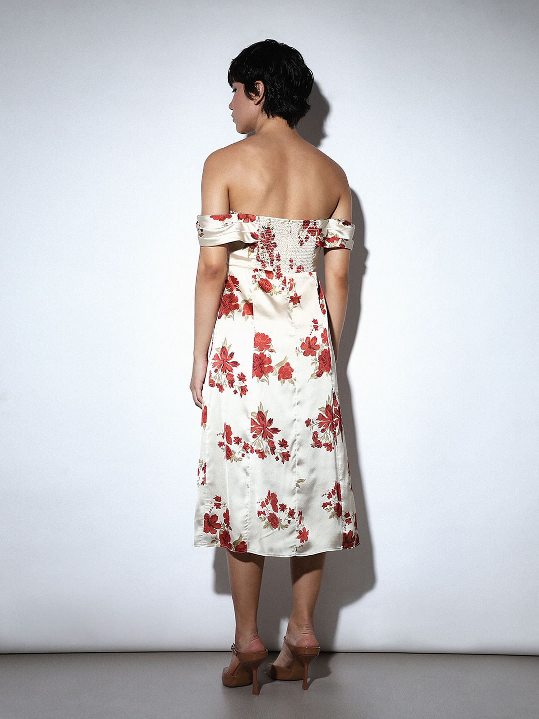 White Floral Off-Shoulder Dress