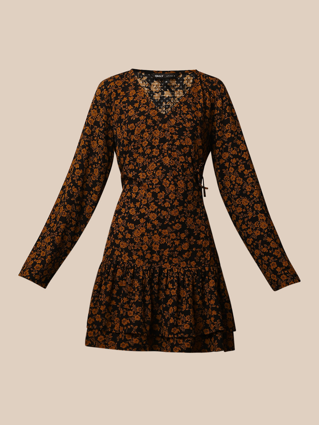 Black Floral Print Detail Dress