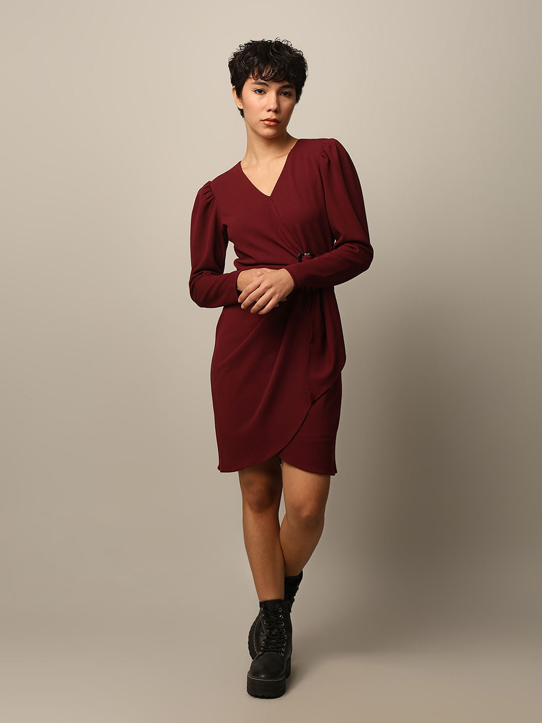 Maroon Wrap Dress