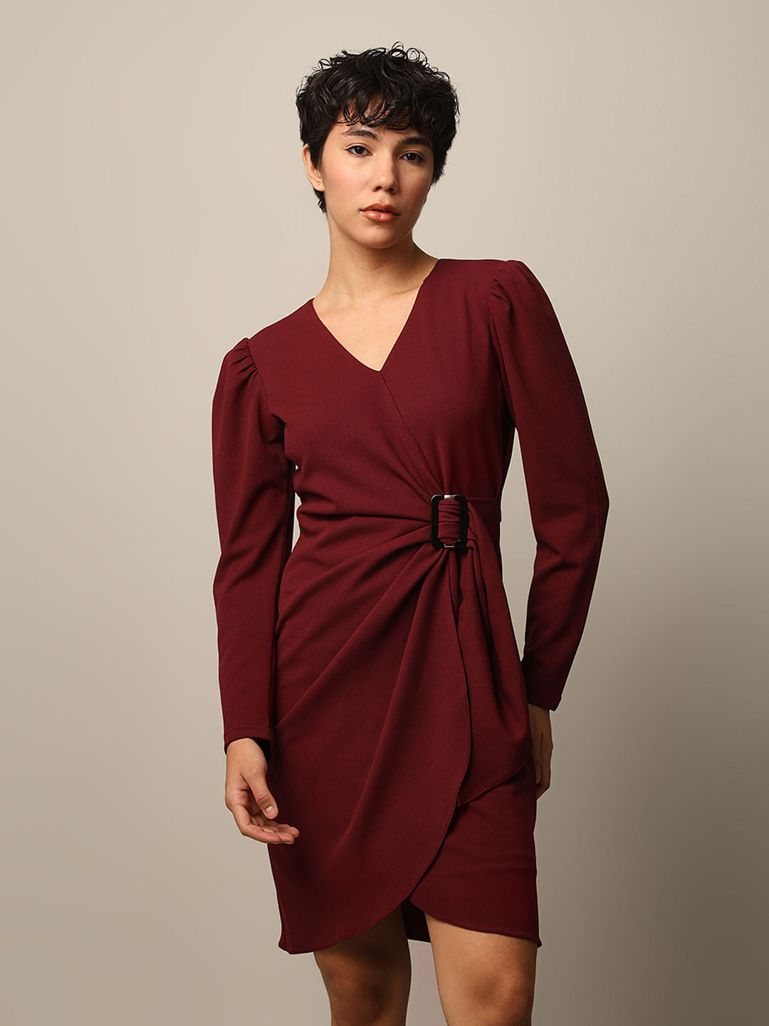 Maroon Wrap Dress