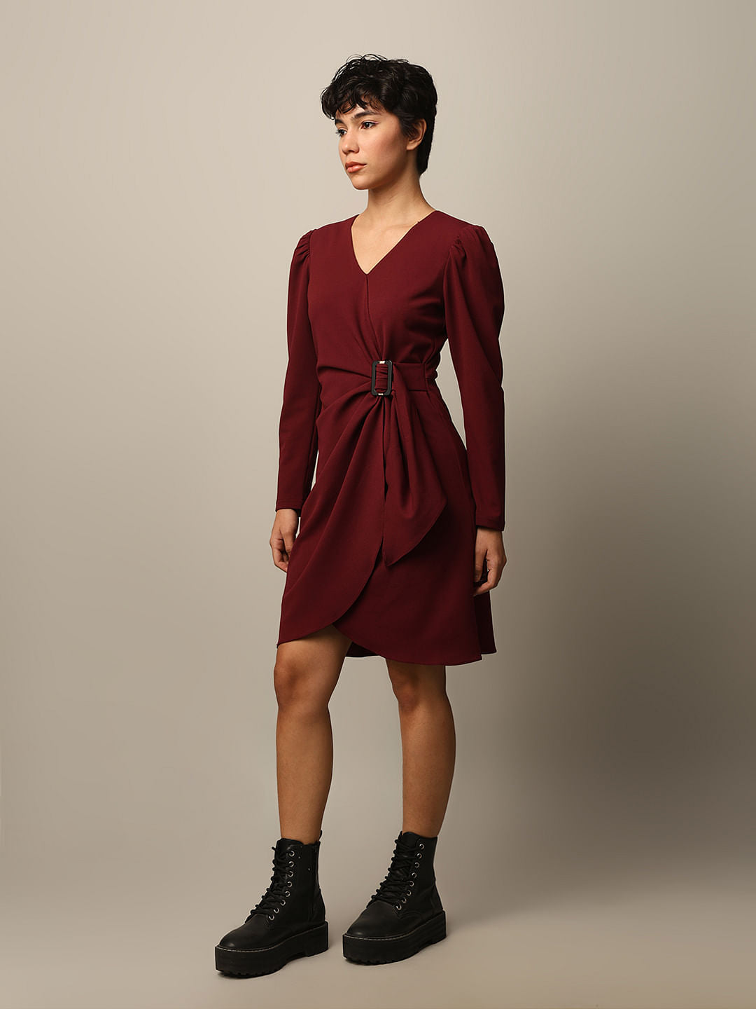 Maroon Wrap Dress