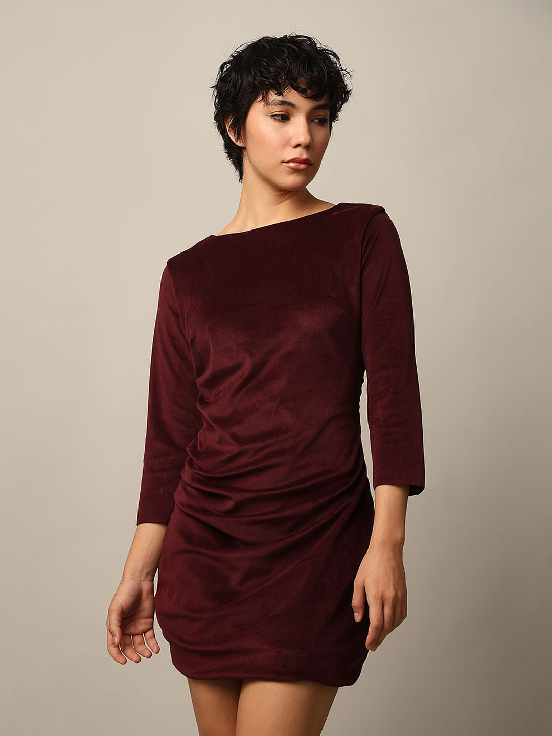 Red Velour Short Dress