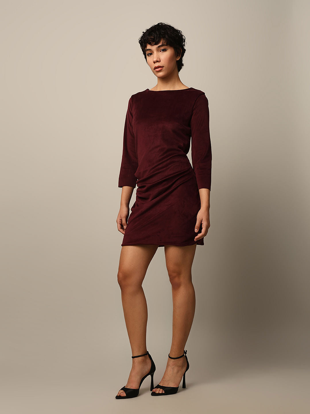 Red Velour Short Dress