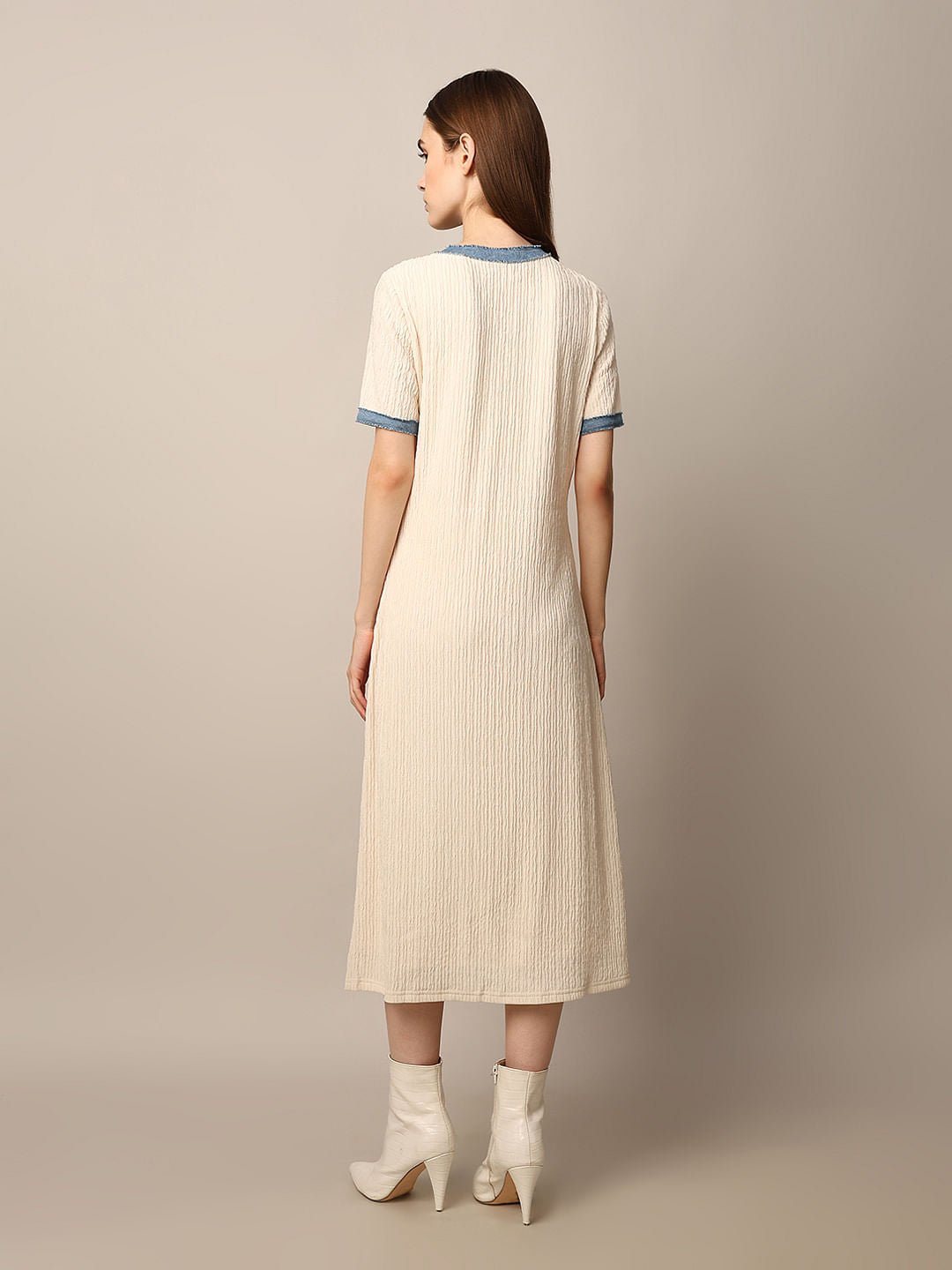 Beige Fancy Button Dress