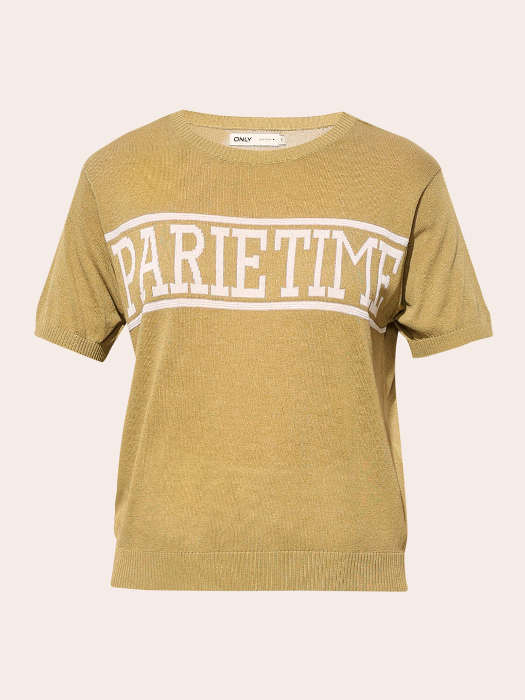 Khaki Sheer Knit Printed Pullover