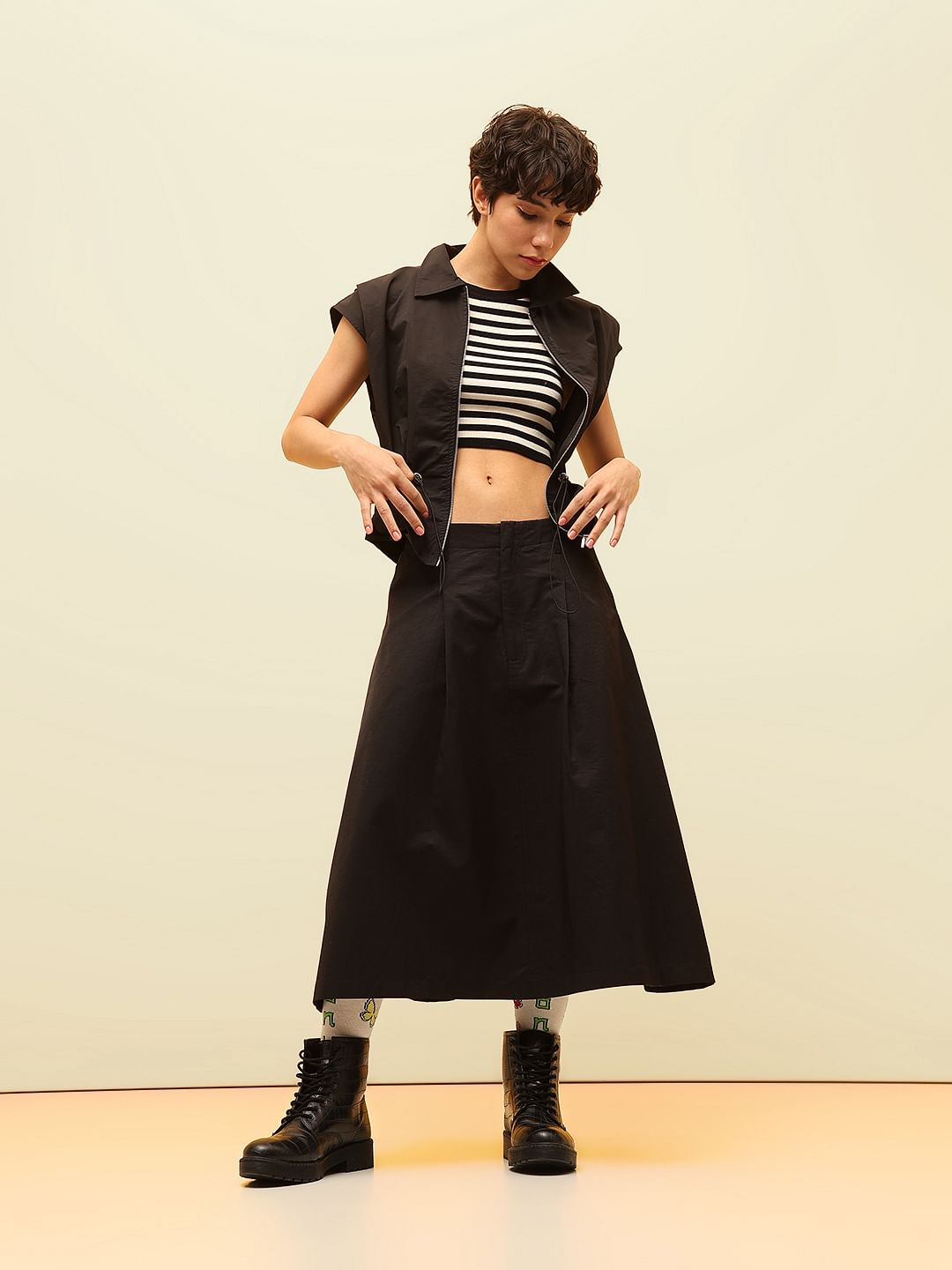 Black Twill Weave Skirt