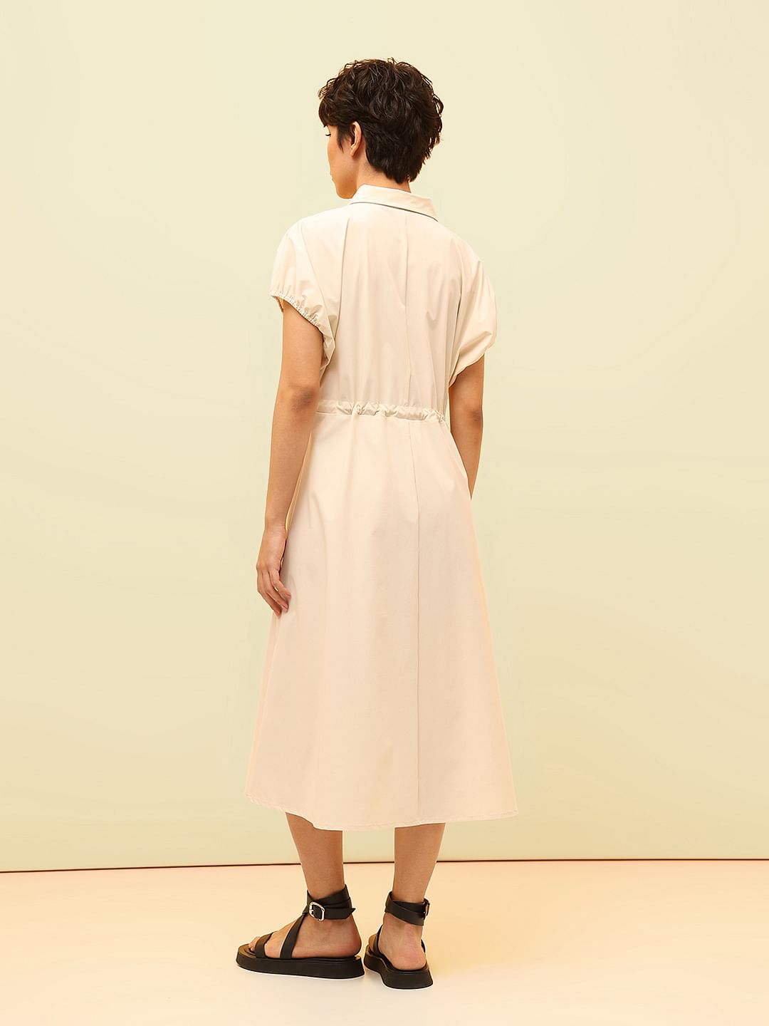 Beige Parachute Midi Dress