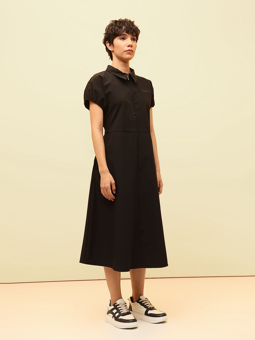 Black Parachute Midi Dress