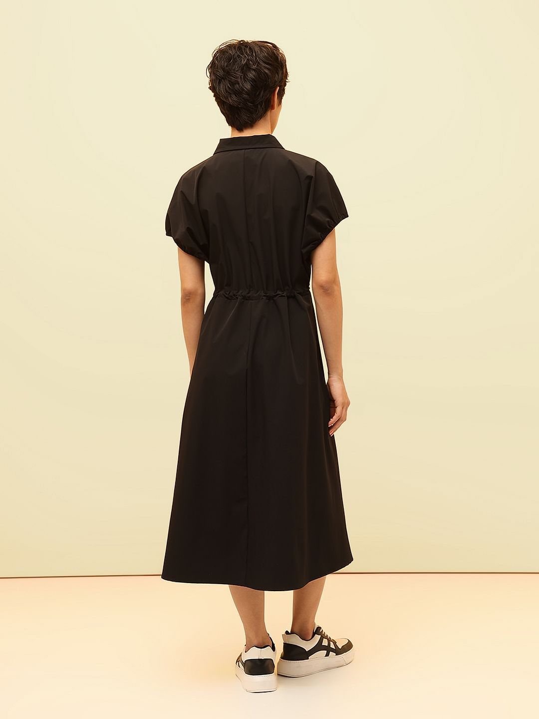 Black Parachute Midi Dress