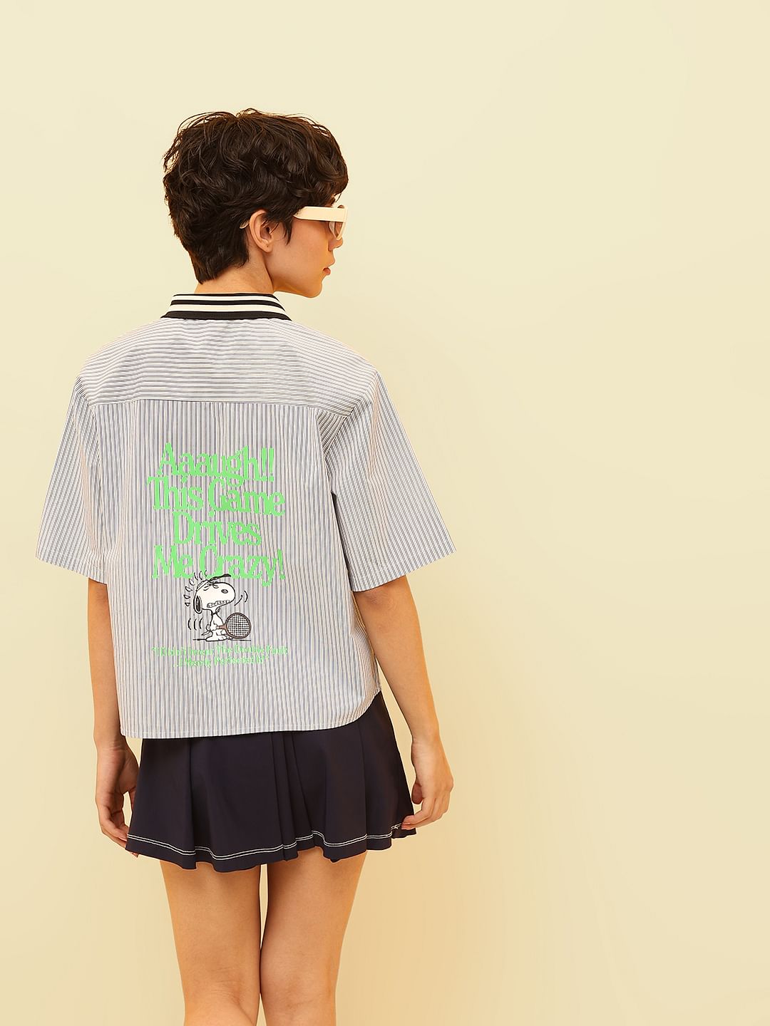 Peanuts Blue Striped Cotton Shirt