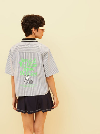 Peanuts Blue Striped Cotton Shirt