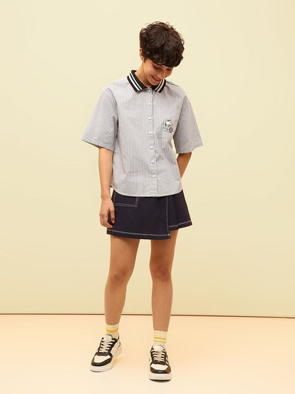 Peanuts Blue Striped Cotton Shirt