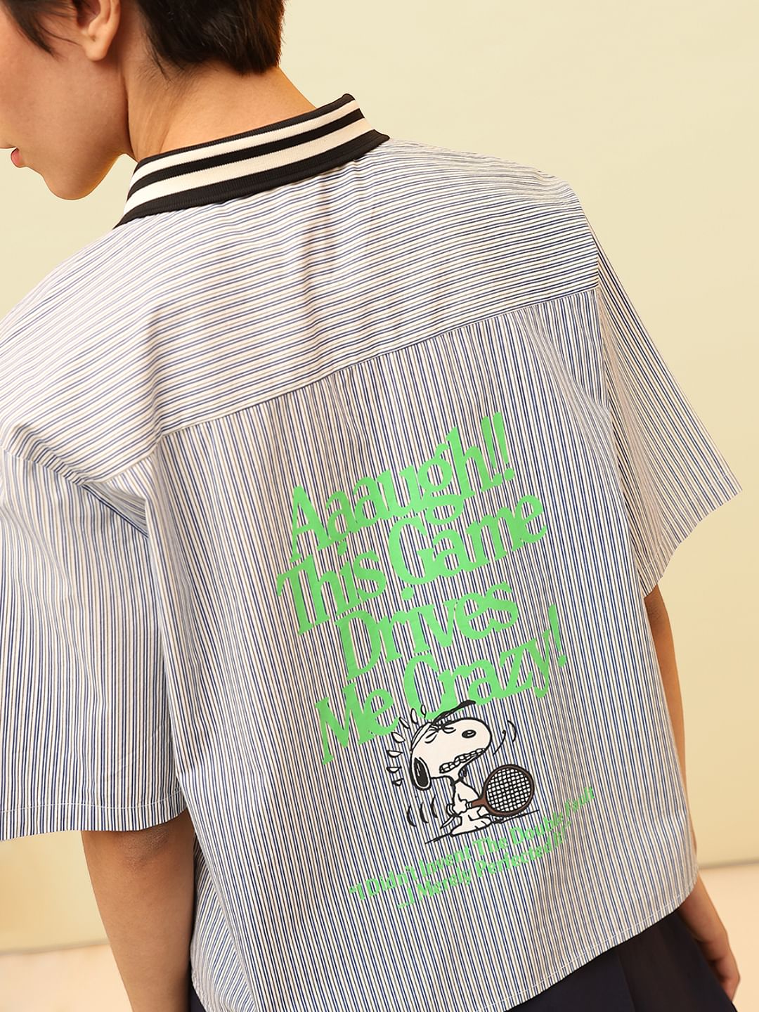 Peanuts Blue Striped Cotton Shirt