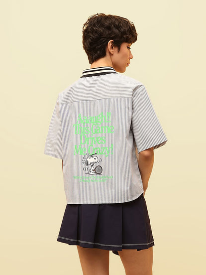 Peanuts Blue Striped Cotton Shirt