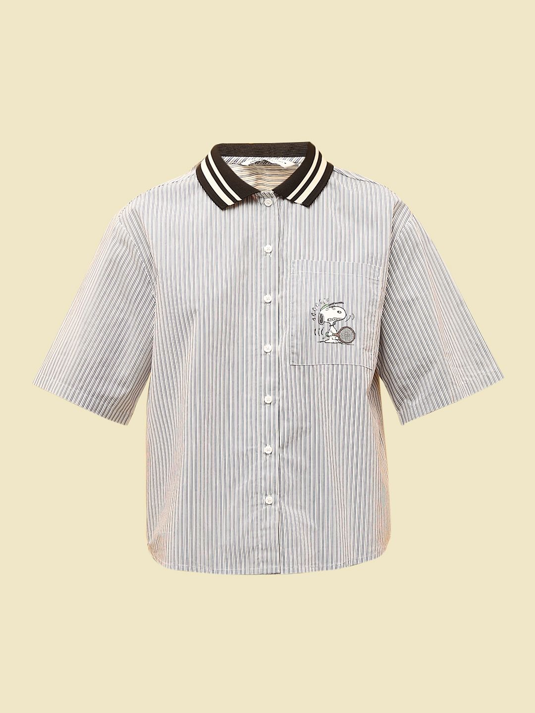 Peanuts Blue Striped Cotton Shirt