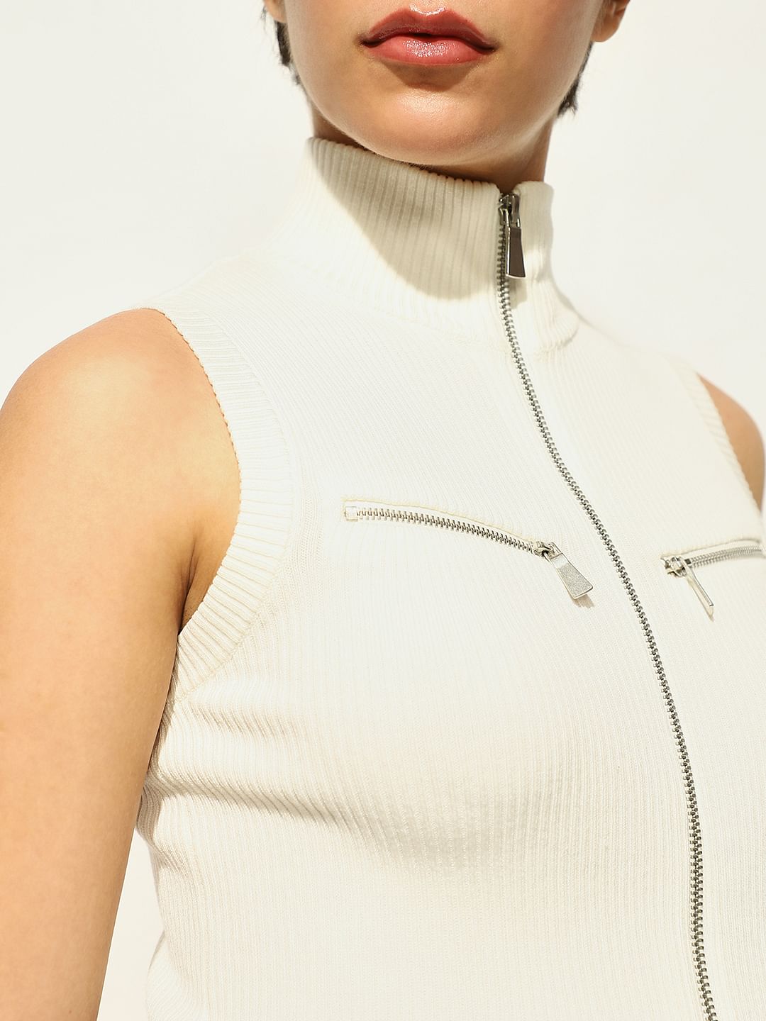 White Sleeveless Crop Top