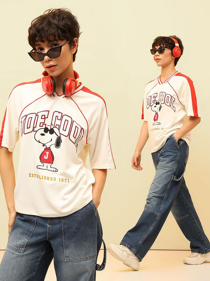 White Peanuts Varsity T-Shirt