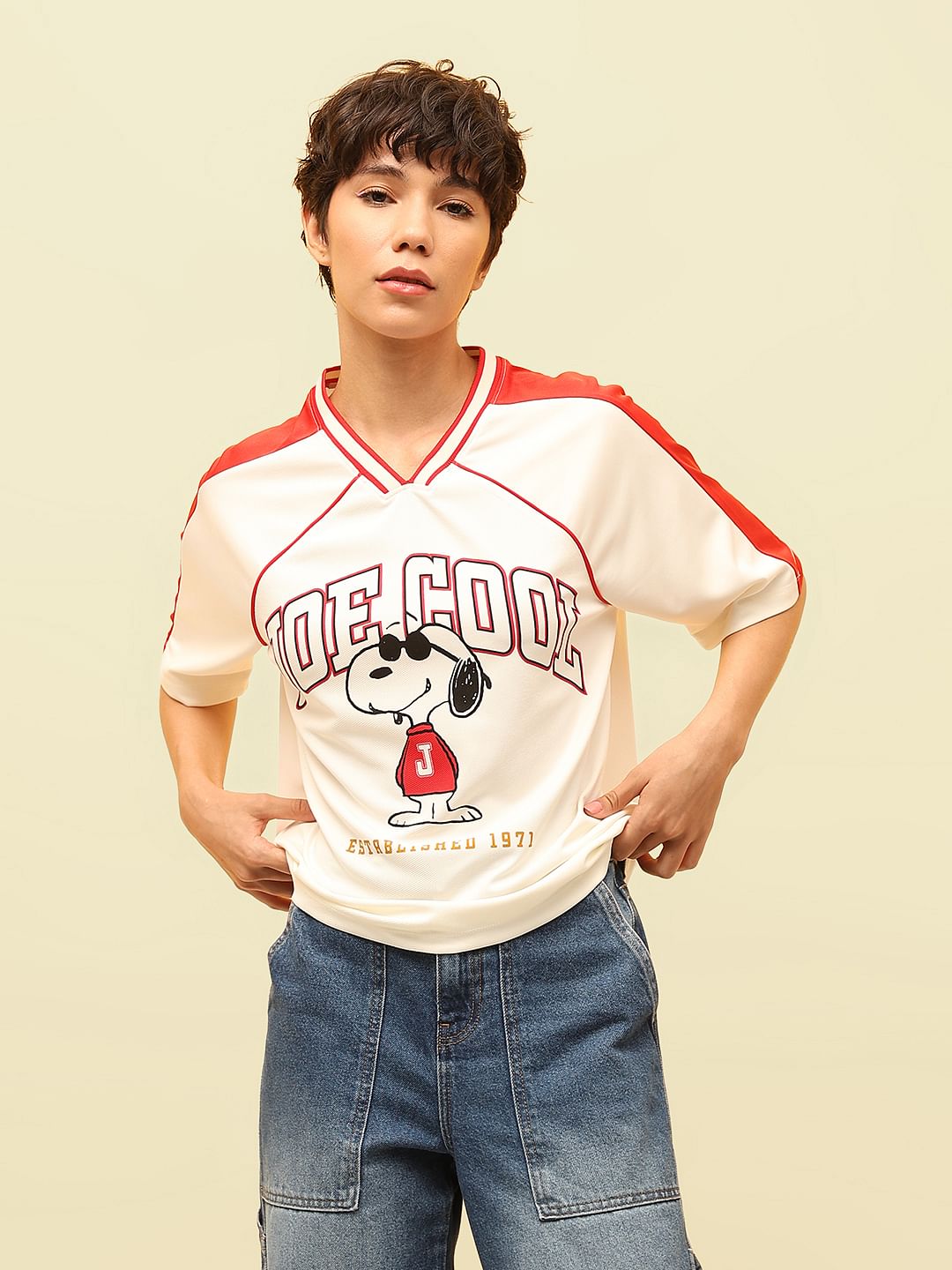 White Peanuts Varsity T-Shirt