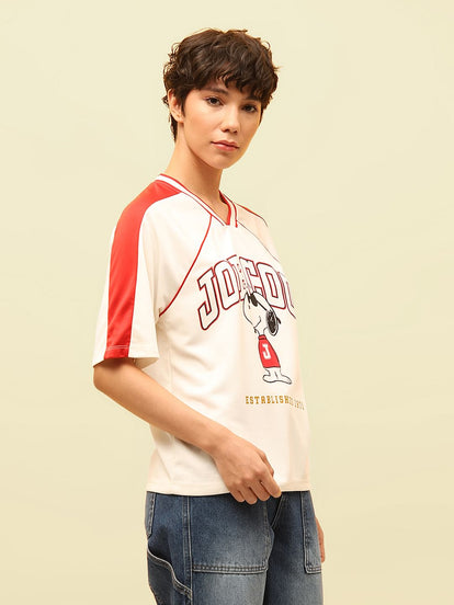 White Peanuts Varsity T-Shirt