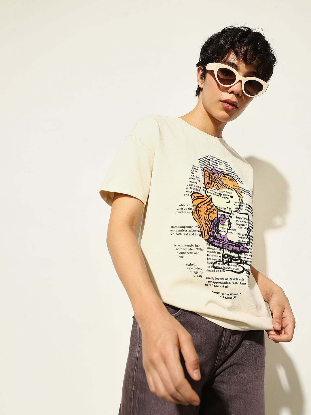 Beige Printed T-Shirt