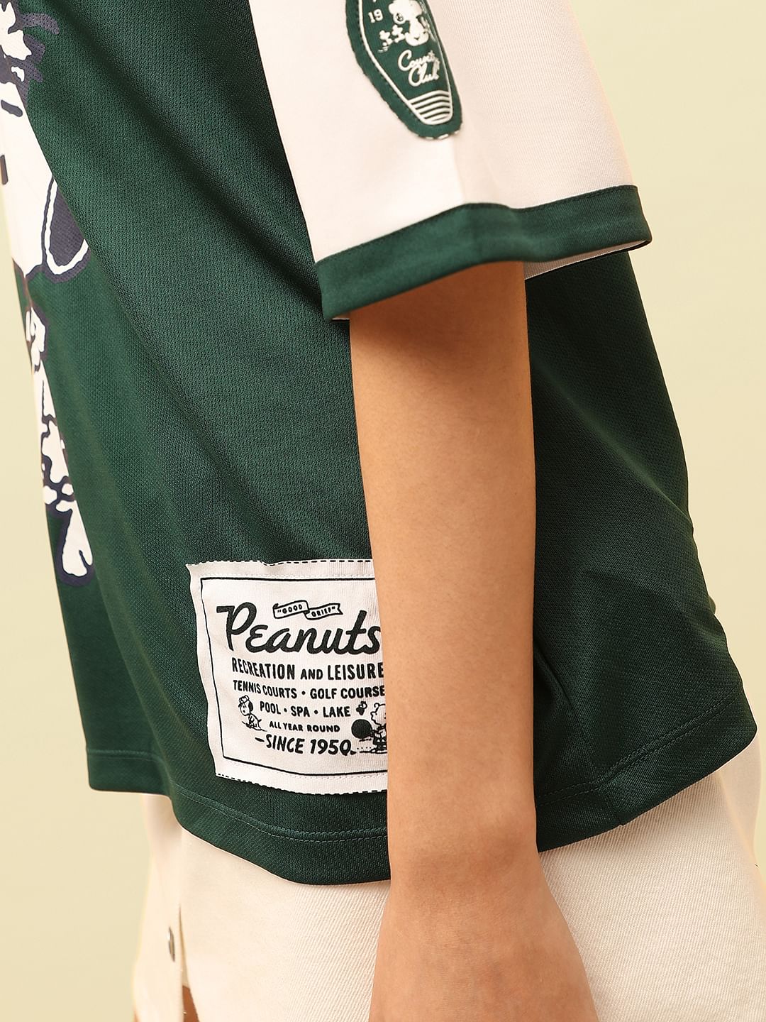 Green Peanuts Oversized Varsity T-Shirt