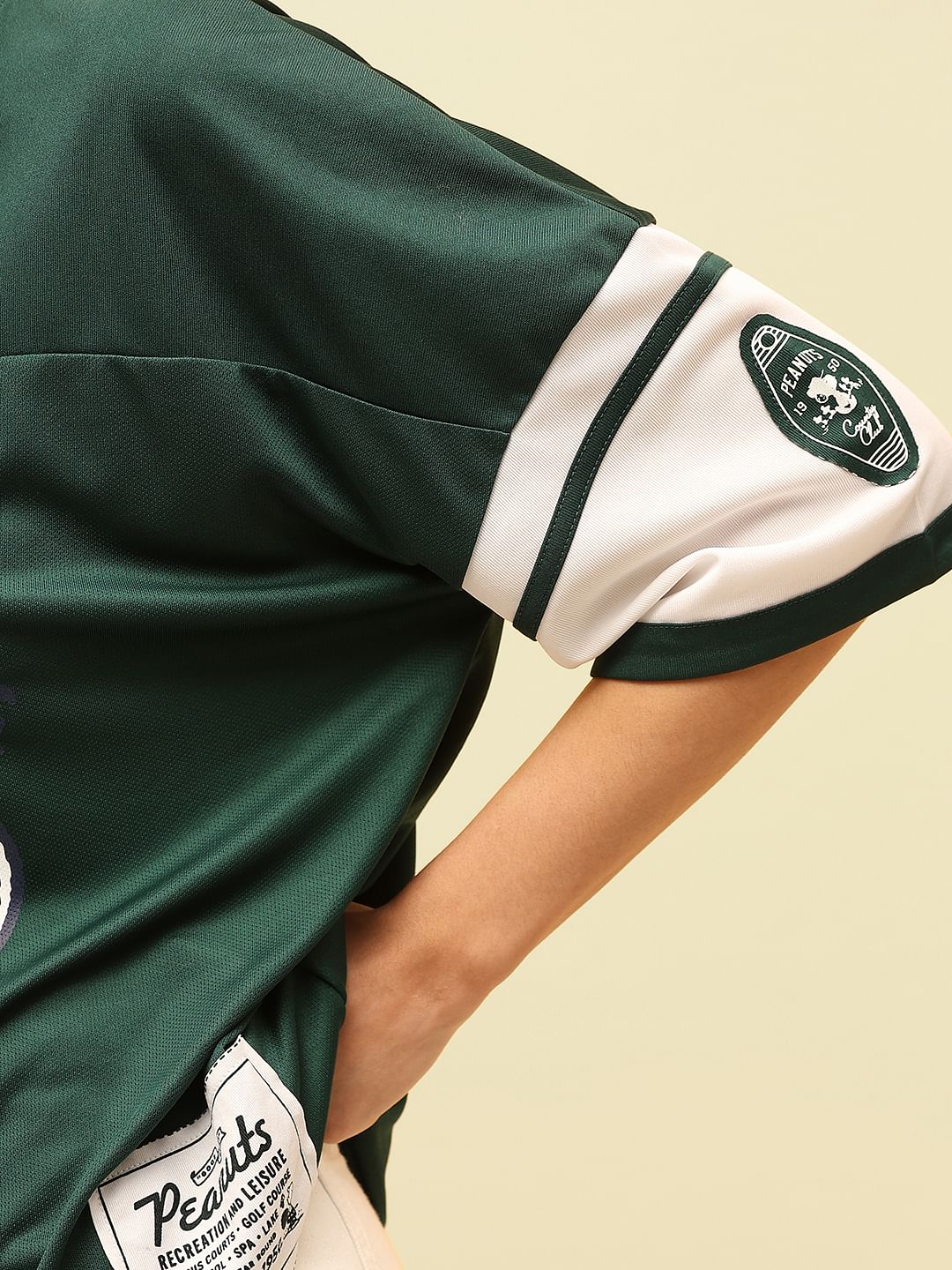 Green Peanuts Oversized Varsity T-Shirt