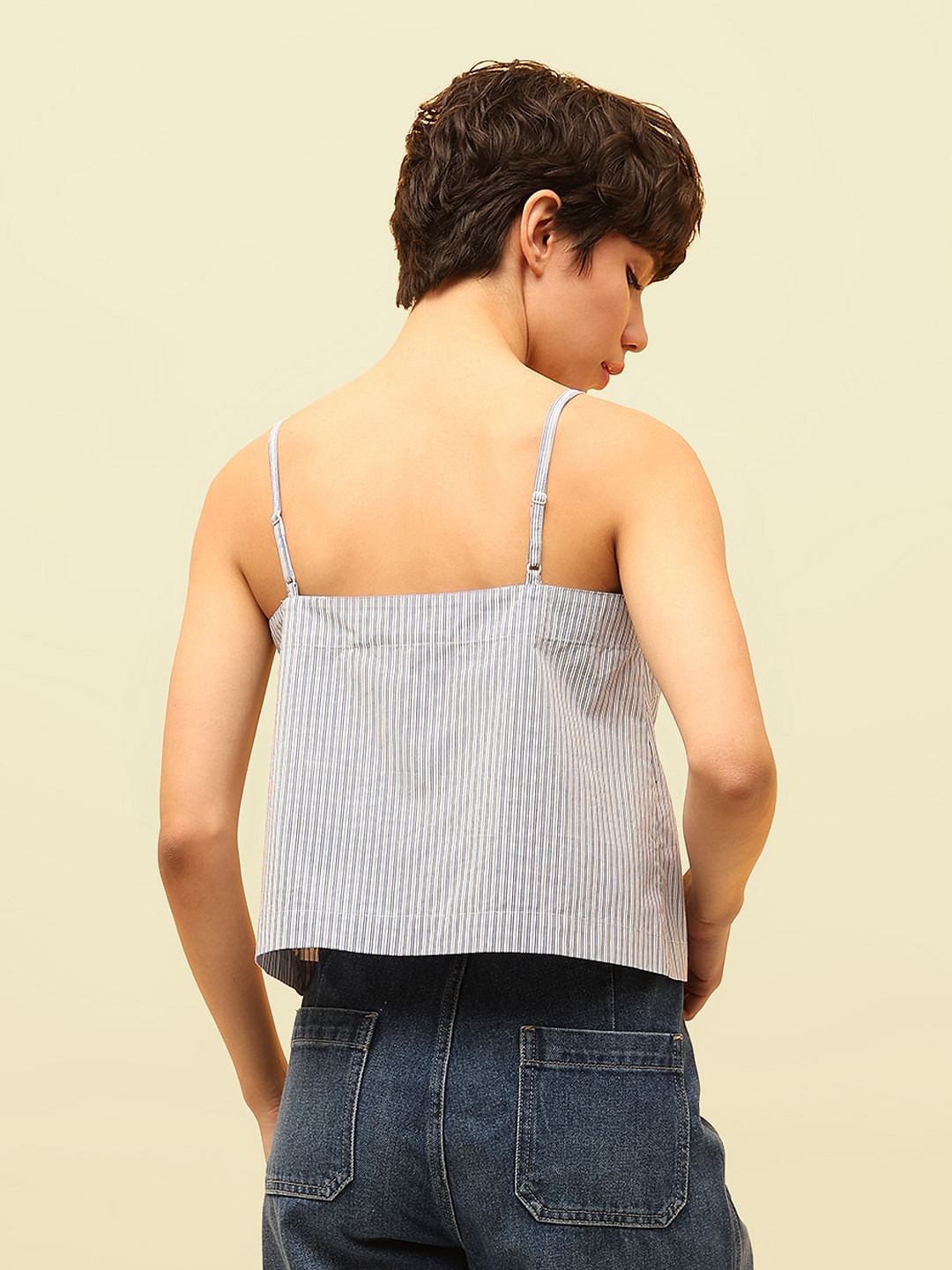 Blue Striped Strappy Top