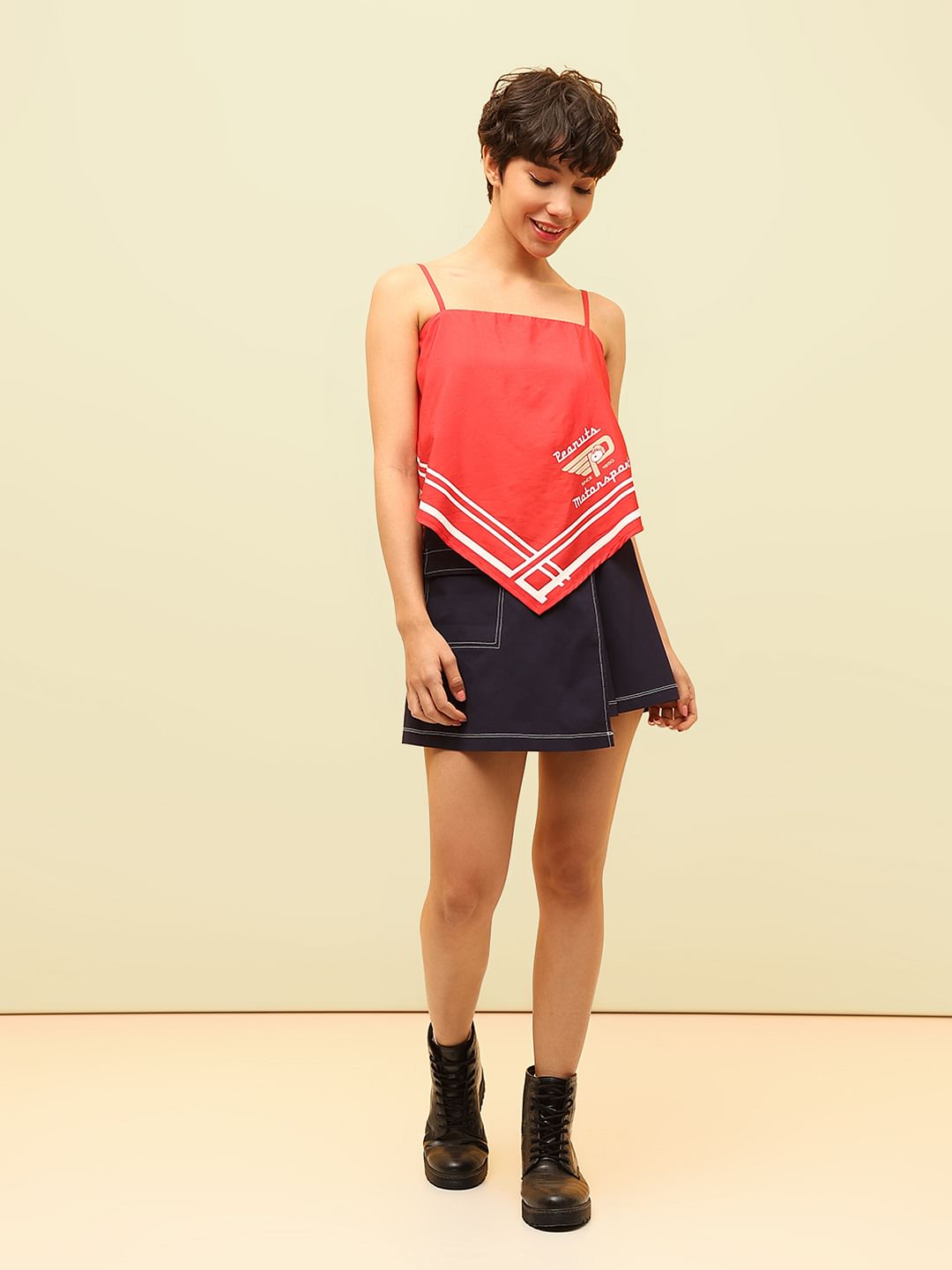 Red Peanuts Asymmetrical Top