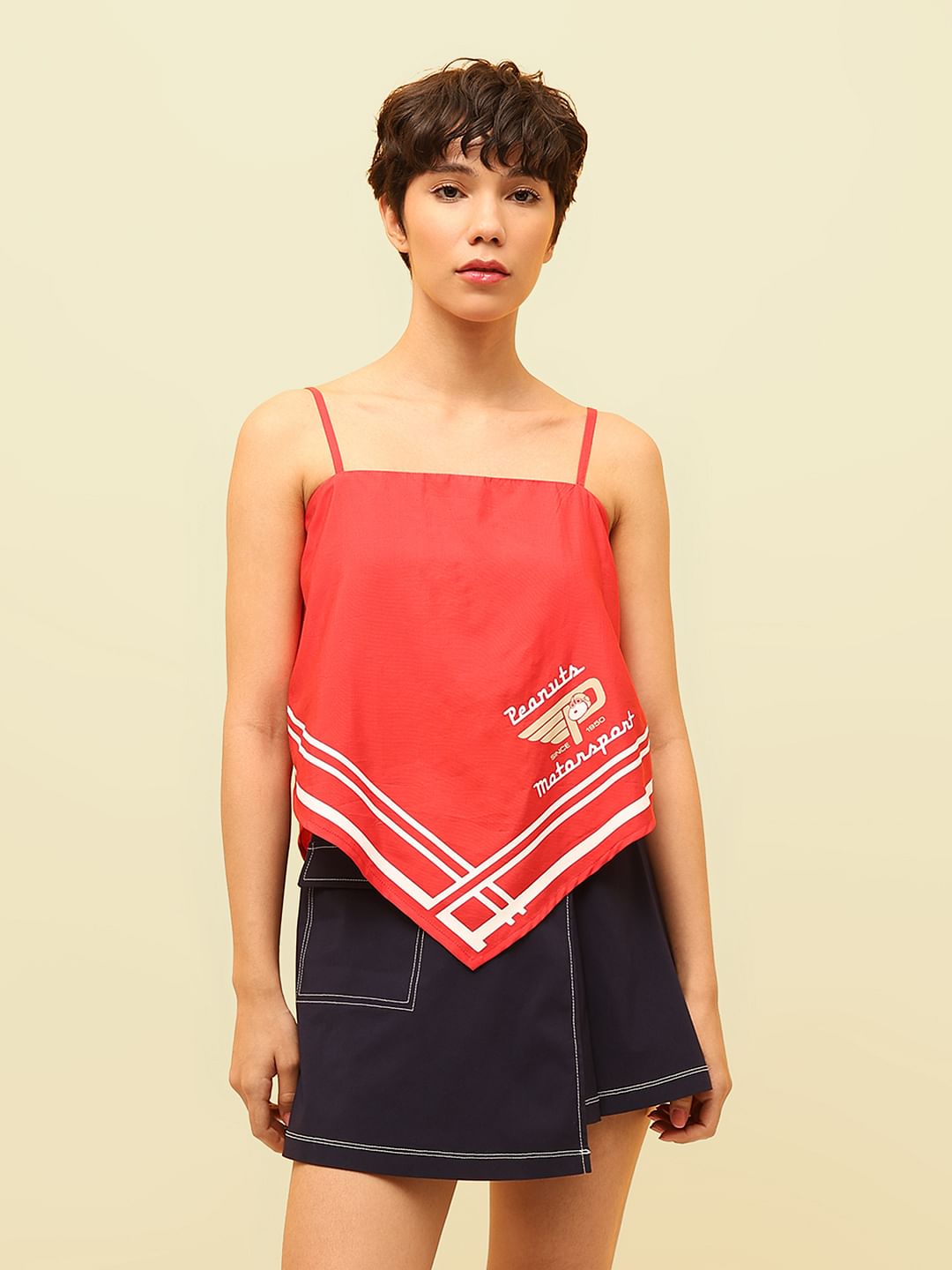 Red Peanuts Asymmetrical Top