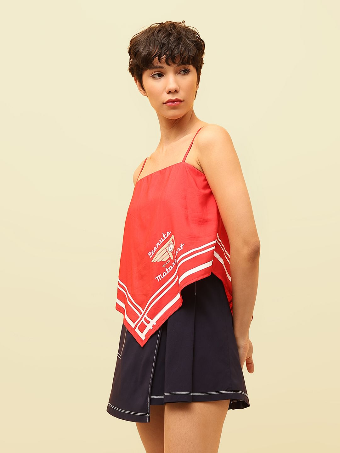 Red Peanuts Asymmetrical Top