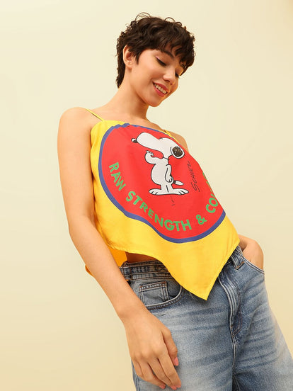 Yellow Peanuts Asymmetrical Top