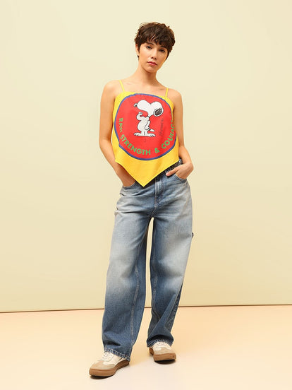 Yellow Peanuts Asymmetrical Top